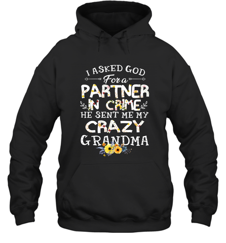 Crazy Grandma Partner in Crime design Hooded Sweatshirt Hooded Sweatshirt / Black / S Hooded Sweatshirt - belovedtshirt