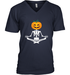 Halloween Yoga Zen Meditation Pumpkin skeleton Gift idea Men's V-Neck