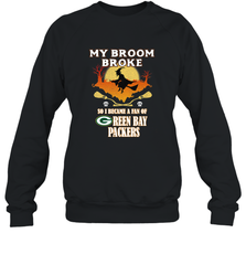 Broom Broke So I Became A Fan of Green Bay Packers  NFL Halloween Costume Crewneck Sweatshirt Crewneck Sweatshirt - belovedtshirt