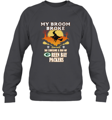 Broom Broke So I Became A Fan of Green Bay Packers  NFL Halloween Costume Crewneck Sweatshirt Crewneck Sweatshirt - belovedtshirt