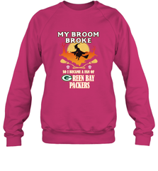 Broom Broke So I Became A Fan of Green Bay Packers  NFL Halloween Costume Crewneck Sweatshirt Crewneck Sweatshirt - belovedtshirt