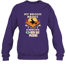 Broom Broke So I Became A Fan of Green Bay Packers  NFL Halloween Costume Crewneck Sweatshirt Crewneck Sweatshirt - belovedtshirt