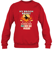 Broom Broke So I Became A Fan of Green Bay Packers  NFL Halloween Costume Crewneck Sweatshirt Crewneck Sweatshirt - belovedtshirt