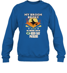 Broom Broke So I Became A Fan of Green Bay Packers  NFL Halloween Costume Crewneck Sweatshirt Crewneck Sweatshirt - belovedtshirt