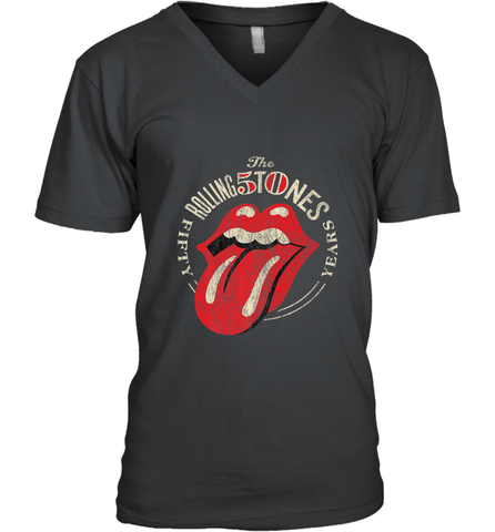 Mens The Rolling Stones 50th Anniversary Logo Men's V-Neck Men's V-Neck / Black / S Men's V-Neck - belovedtshirt