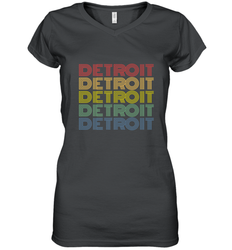 Vintage 1980s Style Detroit Michigan Women's V-Neck T-Shirt