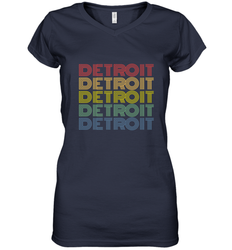 Vintage 1980s Style Detroit Michigan Women's V-Neck T-Shirt