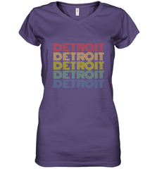 Vintage 1980s Style Detroit Michigan Women's V-Neck T-Shirt Women's V-Neck T-Shirt - belovedtshirt