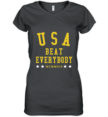 USA Beat Everybody Shirt _ USA Beat Everybody Women's V-Neck T-Shirt Women's V-Neck T-Shirt - belovedtshirt