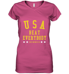 USA Beat Everybody Shirt _ USA Beat Everybody Women's V-Neck T-Shirt Women's V-Neck T-Shirt - belovedtshirt