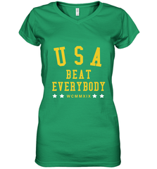 USA Beat Everybody Shirt _ USA Beat Everybody Women's V-Neck T-Shirt Women's V-Neck T-Shirt - belovedtshirt