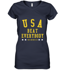 USA Beat Everybody Shirt _ USA Beat Everybody Women's V-Neck T-Shirt Women's V-Neck T-Shirt - belovedtshirt