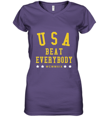 USA Beat Everybody Shirt _ USA Beat Everybody Women's V-Neck T-Shirt Women's V-Neck T-Shirt - belovedtshirt
