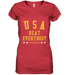 USA Beat Everybody Shirt _ USA Beat Everybody Women's V-Neck T-Shirt Women's V-Neck T-Shirt - belovedtshirt
