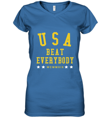 USA Beat Everybody Shirt _ USA Beat Everybody Women's V-Neck T-Shirt Women's V-Neck T-Shirt - belovedtshirt