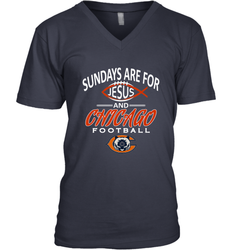 Sundays Are For Jesus and Chicago Funny Christian Football Men's V-Neck