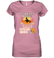 Broom Broke So I Became A Fan of Cleveland Browns  Halloween Costume Women's V-Neck T-Shirt Women's V-Neck T-Shirt - belovedtshirt