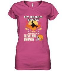 Broom Broke So I Became A Fan of Cleveland Browns  Halloween Costume Women's V-Neck T-Shirt Women's V-Neck T-Shirt - belovedtshirt