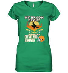 Broom Broke So I Became A Fan of Cleveland Browns  Halloween Costume Women's V-Neck T-Shirt Women's V-Neck T-Shirt - belovedtshirt