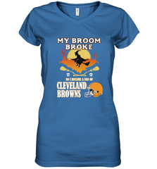 Broom Broke So I Became A Fan of Cleveland Browns  Halloween Costume Women's V-Neck T-Shirt Women's V-Neck T-Shirt - belovedtshirt