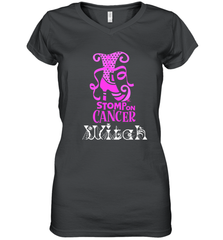 Stomp On Cancer Witch High Heel Breast Cancer Halloween Women's V-Neck T-Shirt Women's V-Neck T-Shirt - belovedtshirt