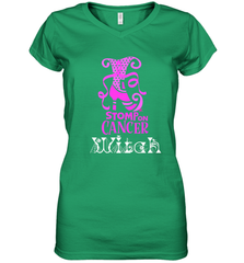 Stomp On Cancer Witch High Heel Breast Cancer Halloween Women's V-Neck T-Shirt Women's V-Neck T-Shirt - belovedtshirt