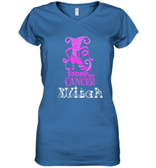 Stomp On Cancer Witch High Heel Breast Cancer Halloween Women's V-Neck T-Shirt Women's V-Neck T-Shirt - belovedtshirt