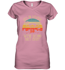 Retro Vintage Get In Loser We're Doing Butt Stuff Alien UFO Women's V-Neck T-Shirt Women's V-Neck T-Shirt - belovedtshirt