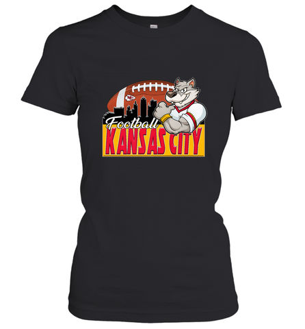 NFL Kansas City Football Logo Skyline Cityscape Women's T-Shirt Women's T-Shirt / Black / S Women's T-Shirt - belovedtshirt