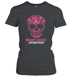 Tattoo Skull Halloween Breast Cancer Awareness Women's T-Shirt