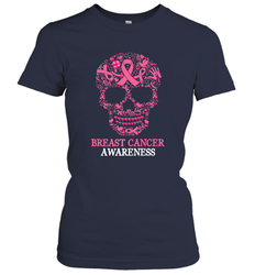 Tattoo Skull Halloween Breast Cancer Awareness Women's T-Shirt