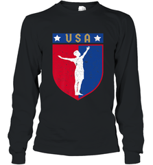 Distressed USA Red, White and Blue Soccer US Shield Flag Long Sleeve T-Shirt Long Sleeve T-Shirt - belovedtshirt