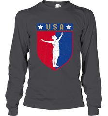 Distressed USA Red, White and Blue Soccer US Shield Flag Long Sleeve T-Shirt Long Sleeve T-Shirt - belovedtshirt