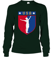 Distressed USA Red, White and Blue Soccer US Shield Flag Long Sleeve T-Shirt Long Sleeve T-Shirt - belovedtshirt