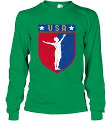 Distressed USA Red, White and Blue Soccer US Shield Flag Long Sleeve T-Shirt Long Sleeve T-Shirt - belovedtshirt