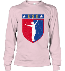 Distressed USA Red, White and Blue Soccer US Shield Flag Long Sleeve T-Shirt Long Sleeve T-Shirt - belovedtshirt