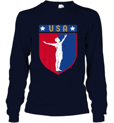 Distressed USA Red, White and Blue Soccer US Shield Flag Long Sleeve T-Shirt Long Sleeve T-Shirt - belovedtshirt