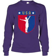 Distressed USA Red, White and Blue Soccer US Shield Flag Long Sleeve T-Shirt Long Sleeve T-Shirt - belovedtshirt