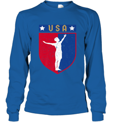 Distressed USA Red, White and Blue Soccer US Shield Flag Long Sleeve T-Shirt Long Sleeve T-Shirt - belovedtshirt