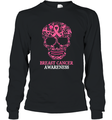 Tattoo Skull Halloween Breast Cancer Awareness Long Sleeve T-Shirt Long Sleeve T-Shirt - belovedtshirt