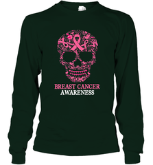 Tattoo Skull Halloween Breast Cancer Awareness Long Sleeve T-Shirt Long Sleeve T-Shirt - belovedtshirt