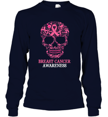 Tattoo Skull Halloween Breast Cancer Awareness Long Sleeve T-Shirt Long Sleeve T-Shirt - belovedtshirt