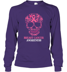Tattoo Skull Halloween Breast Cancer Awareness Long Sleeve T-Shirt Long Sleeve T-Shirt - belovedtshirt