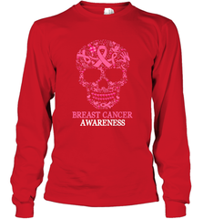 Tattoo Skull Halloween Breast Cancer Awareness Long Sleeve T-Shirt Long Sleeve T-Shirt - belovedtshirt