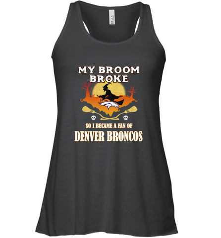 Broom Broke So I Became A Fan of Denver Broncos  NFL Halloween Costume Women's Racerback Tank Women's Racerback Tank / Black / XS Women's Racerback Tank - belovedtshirt
