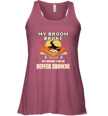 Broom Broke So I Became A Fan of Denver Broncos  NFL Halloween Costume Women's Racerback Tank Women's Racerback Tank - belovedtshirt