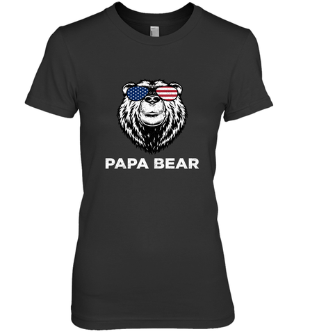 4th of July Papa Bear American Flag Glasses Patriotic Women's Premium T-Shirt Women's Premium T-Shirt / Black / XS Apparel - belovedtshirt