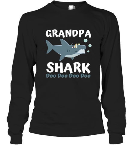 Grandpa Shark Family Shark Long Sleeve T-Shirt Long Sleeve T-Shirt / Black / S Long Sleeve T-Shirt - belovedtshirt