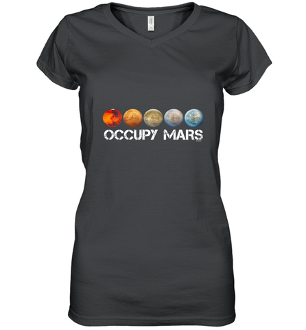 Occupy Mars Terraform Women's V-Neck T-Shirt Women's V-Neck T-Shirt / Black / S Women's V-Neck T-Shirt - belovedtshirt