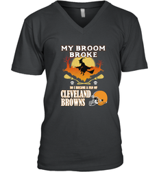 Broom Broke So I Became A Fan of Cleveland Browns  Halloween Costume Men's V-Neck